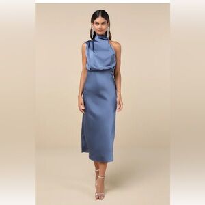 Elegant Blue Satin Dress